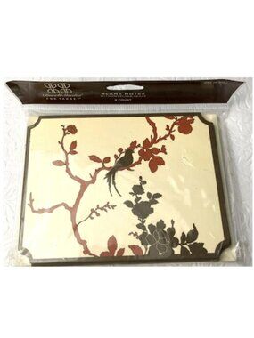 Dwell Studios Vintage Style Notecards Brown Bird Red Tree 8‎ Ct Envelopes NIP